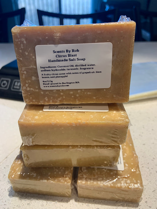 Hand-Poured Cold Process Soap-Citrus Crush-Salt Bar